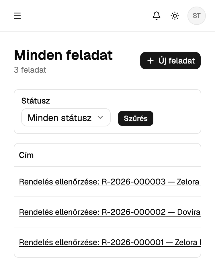 A folyamat automatikusan osztja ki a feladatot a felelős szerepkörnek — nem e-mailben kérdezősködve.